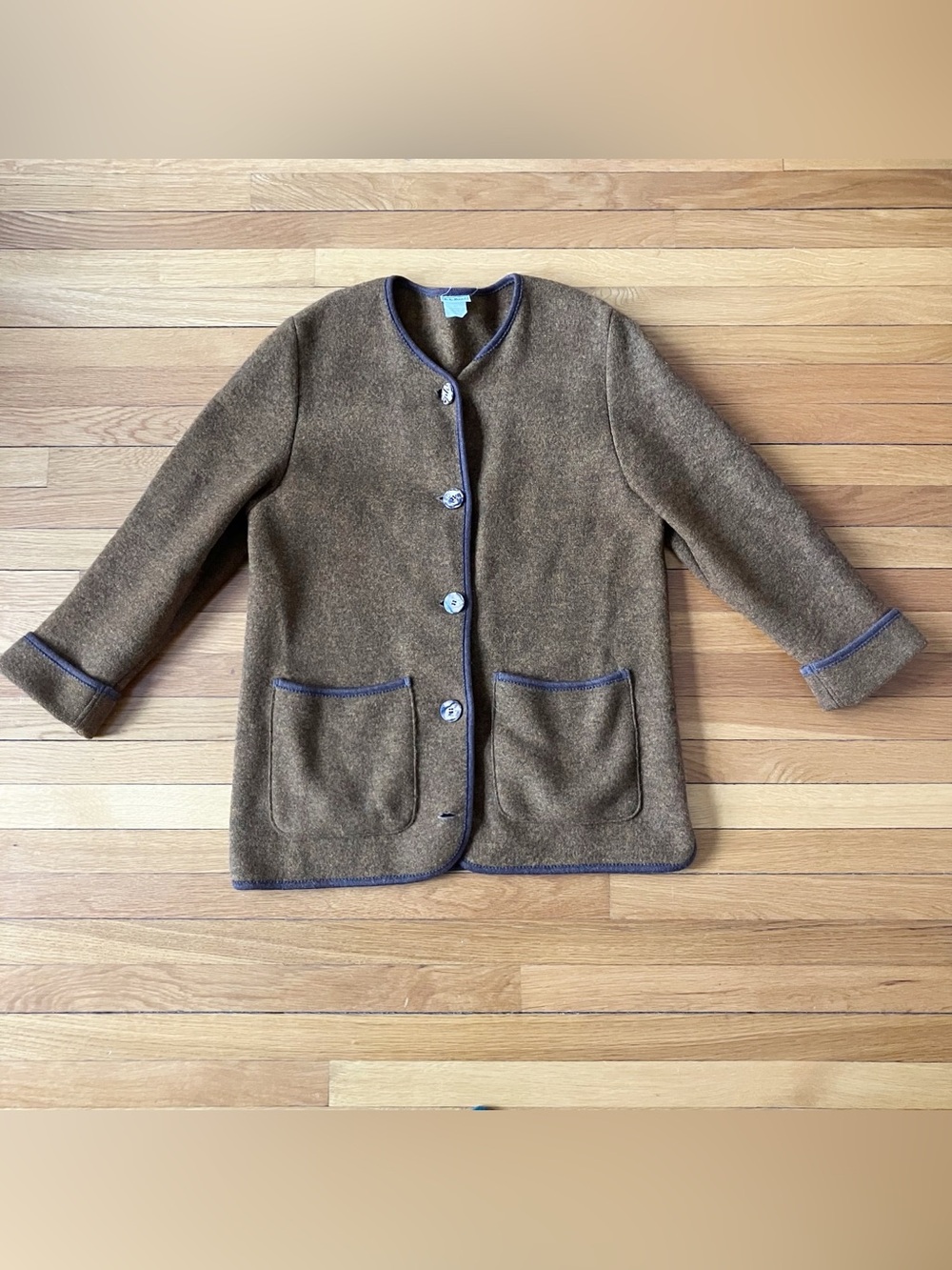 L.L. Bean Brown Vintage 1970s 100% Wool Austrian Lagenlook Sweater Jacket Medium